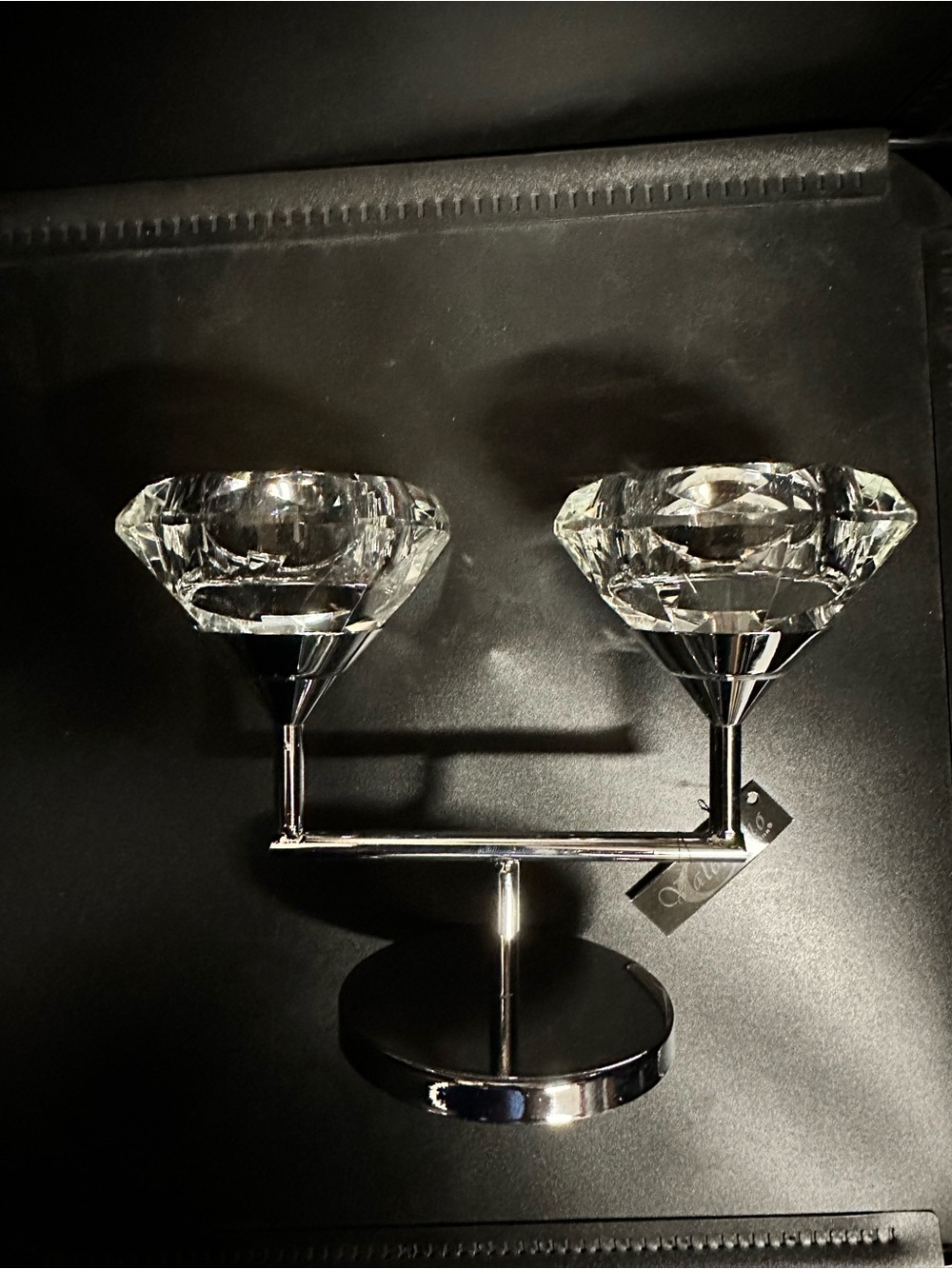 Crystal Dual Tealight Holder - Clear and Silver Candle holders
